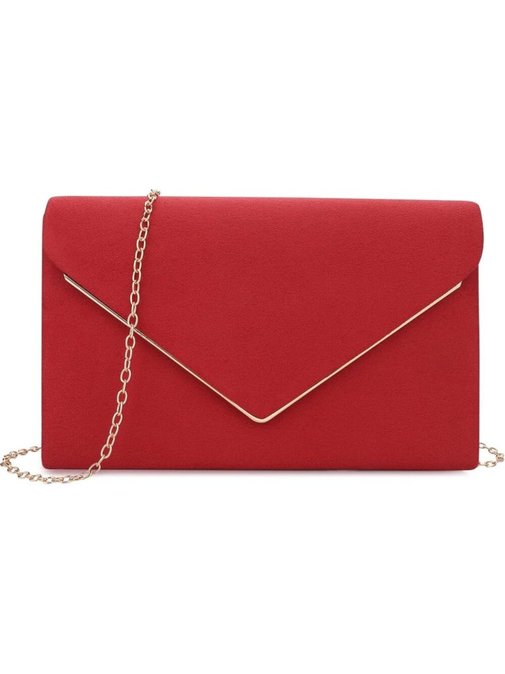 👜 Women's Red Wedding Party Cocktail Prom Faux Suede Crossbody Clutch Purse